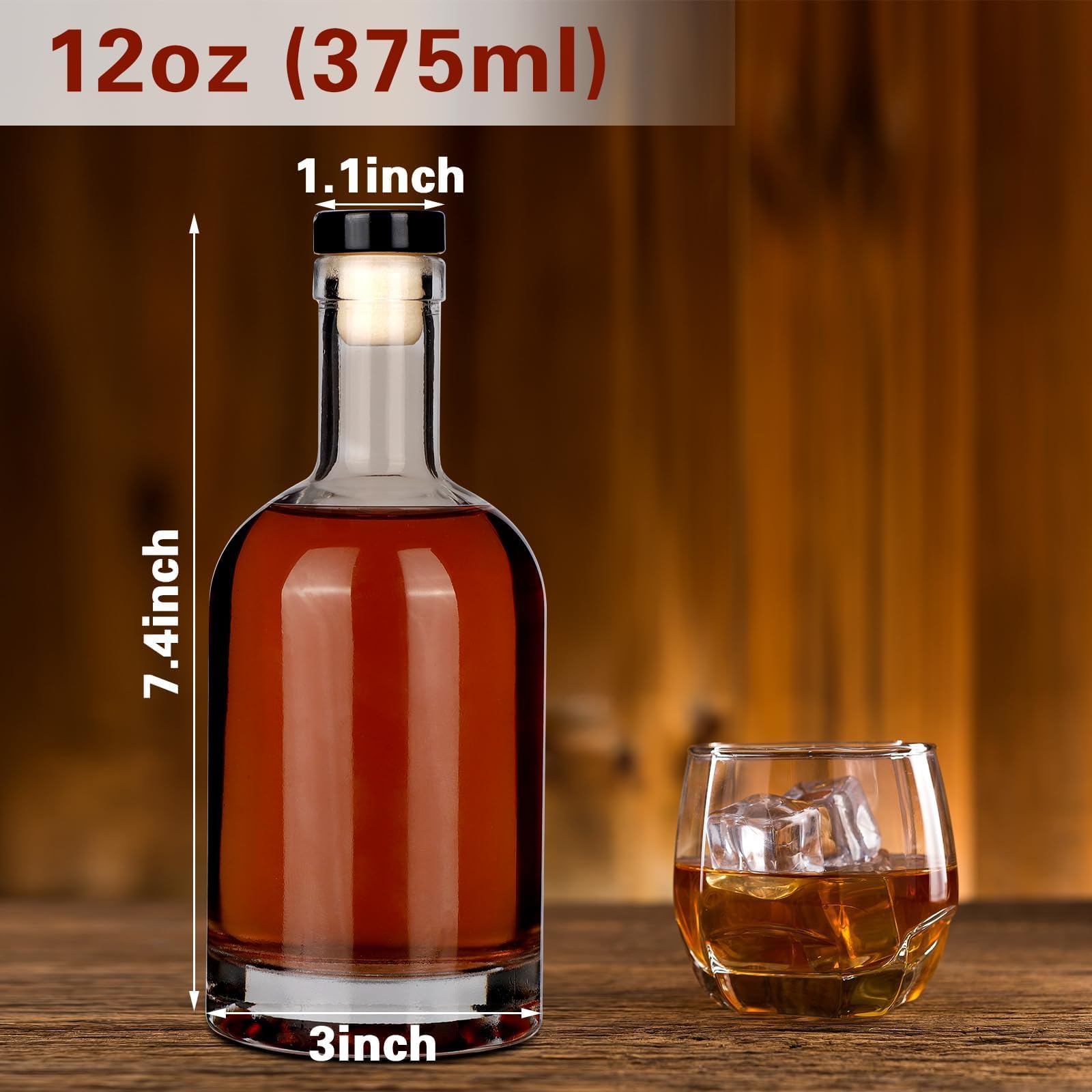 Liengoron botella de vidrio con corcho para infusiones y licores caseros.