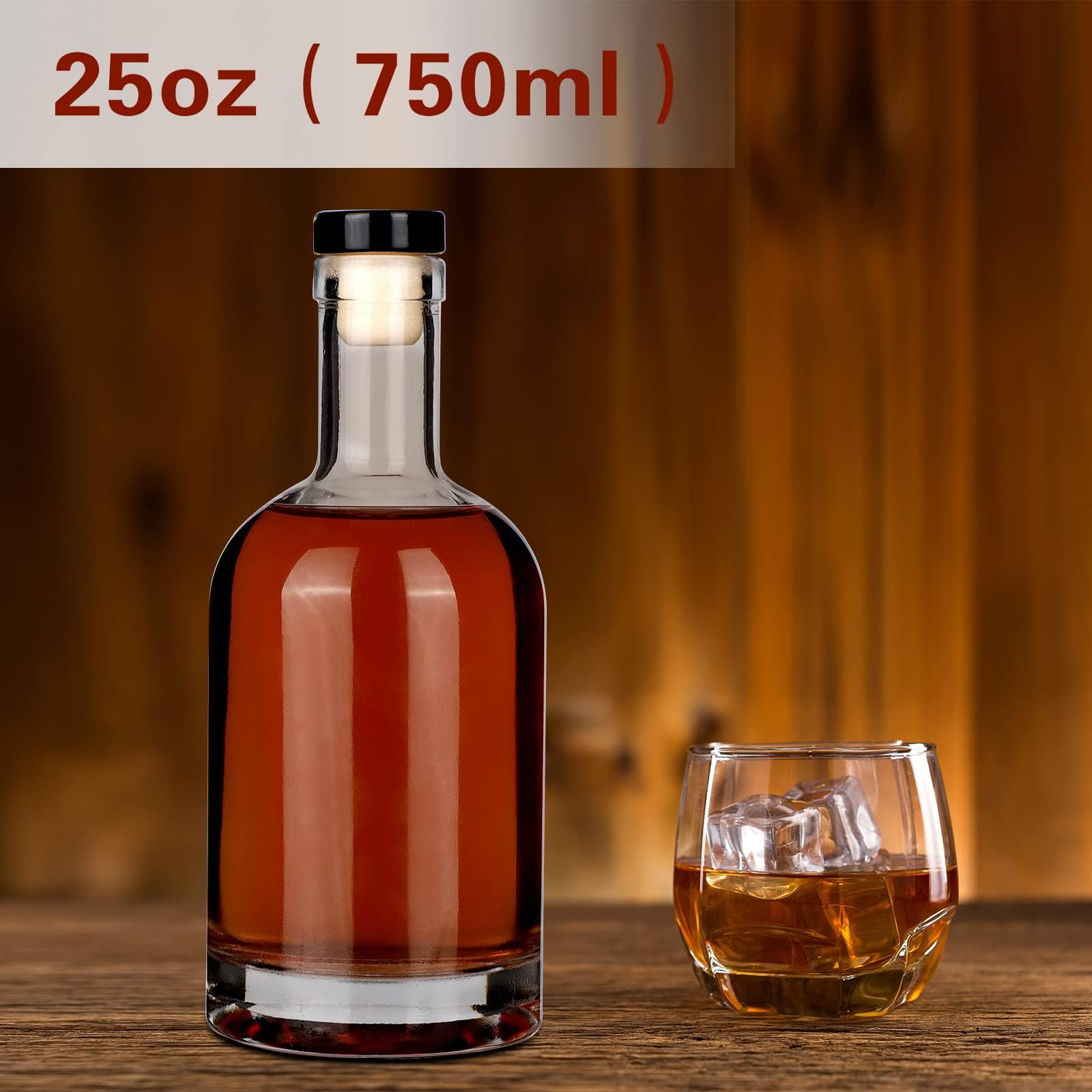Botellas Liengoron de vidrio transparente con corcho para cierre hermético.