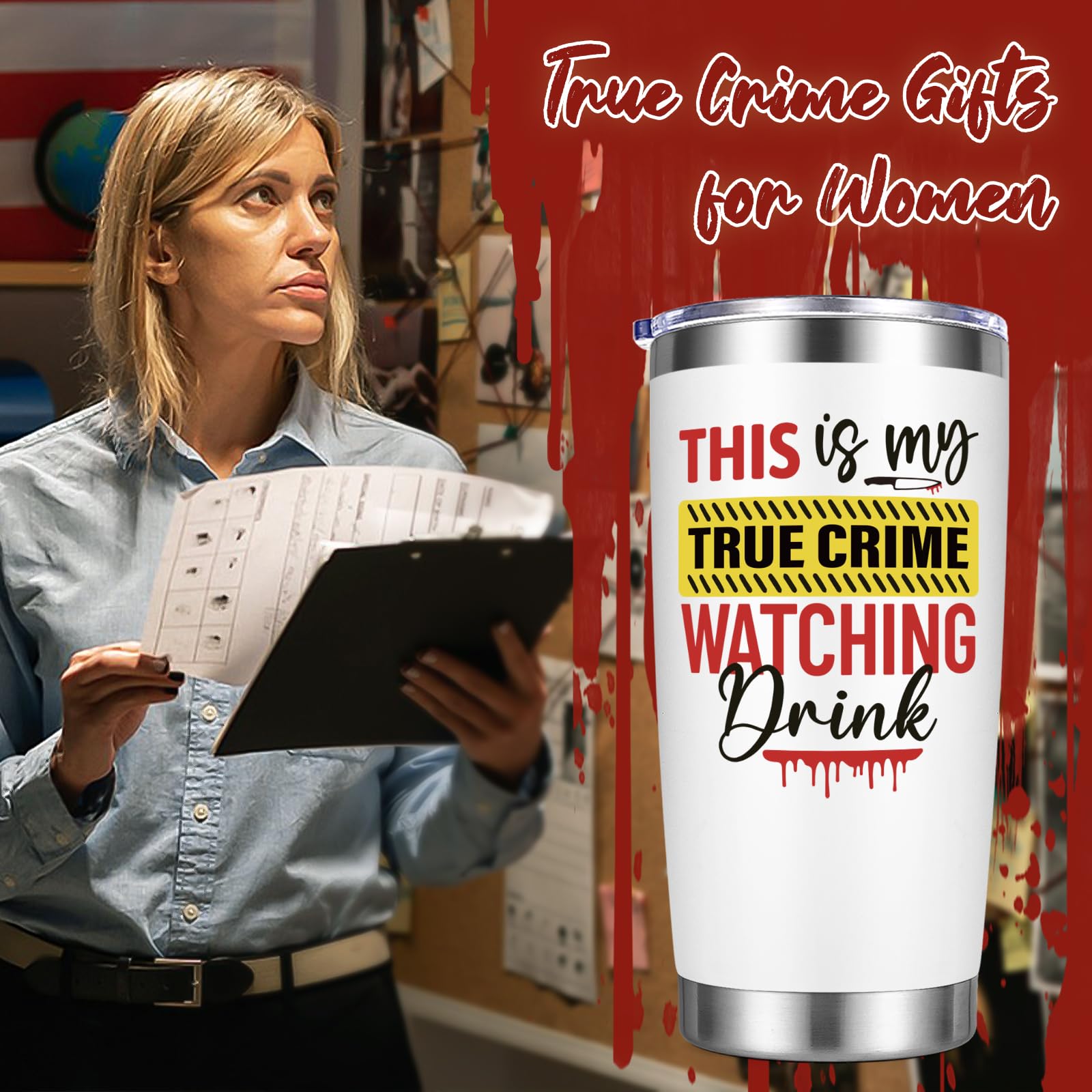 Caja regalo Lifecapido con vaso y accesorios, perfecto para sorprender a fans del crimen real.