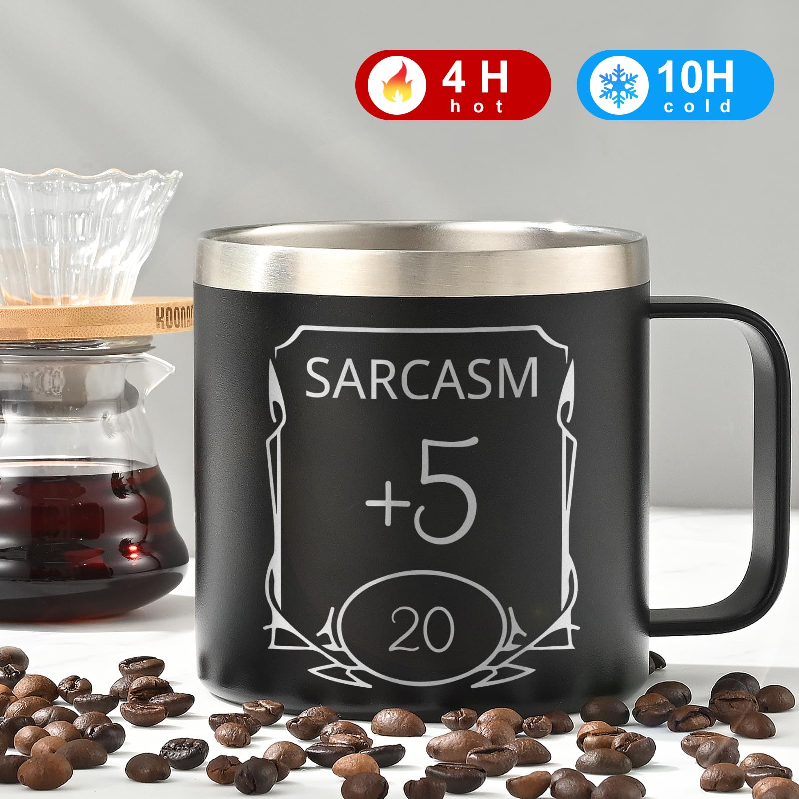 Taza Lifecapido DnD 14oz con pajilla de acero para beber fácil.