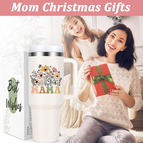 Asa ergonómica de Lifecapido Mama 40oz para uso diario cómodo.