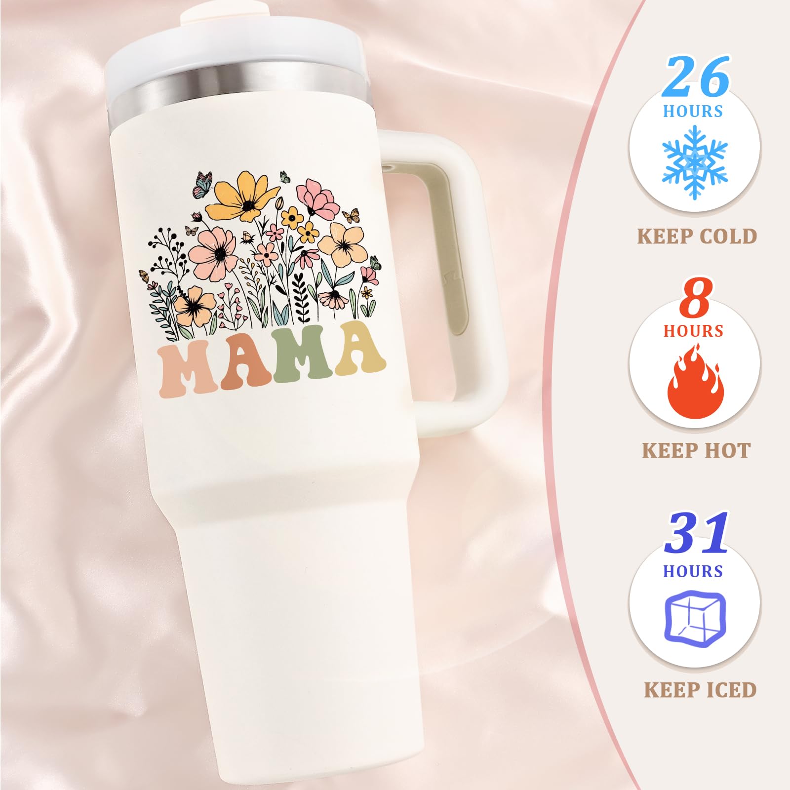 Regalo perfecto para mamá con Lifecapido Mama 40oz en crema.