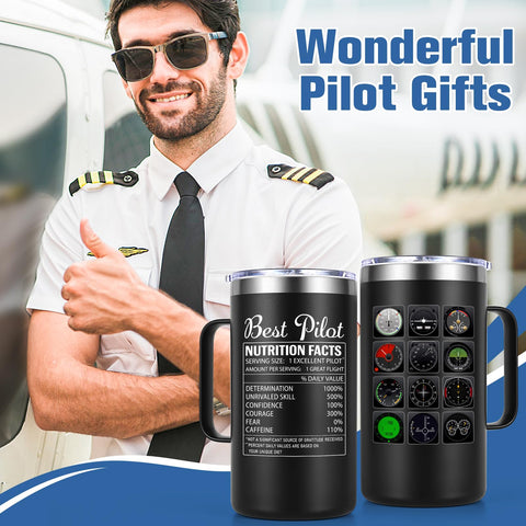 Lifecapido Pilot Gifts Mug tapa incluida para mantener bebidas a punto durante vuelos o trabajo.