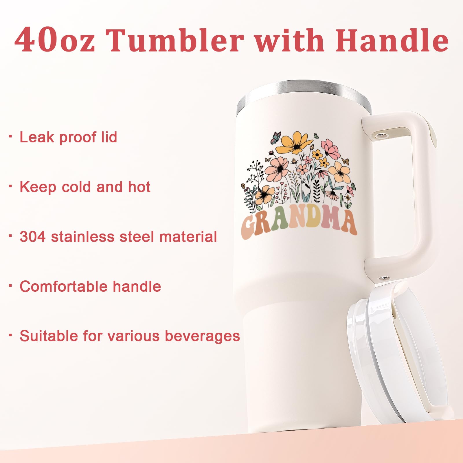 Regalo perfecto para abuela Lifecapido de 40 oz en crema.