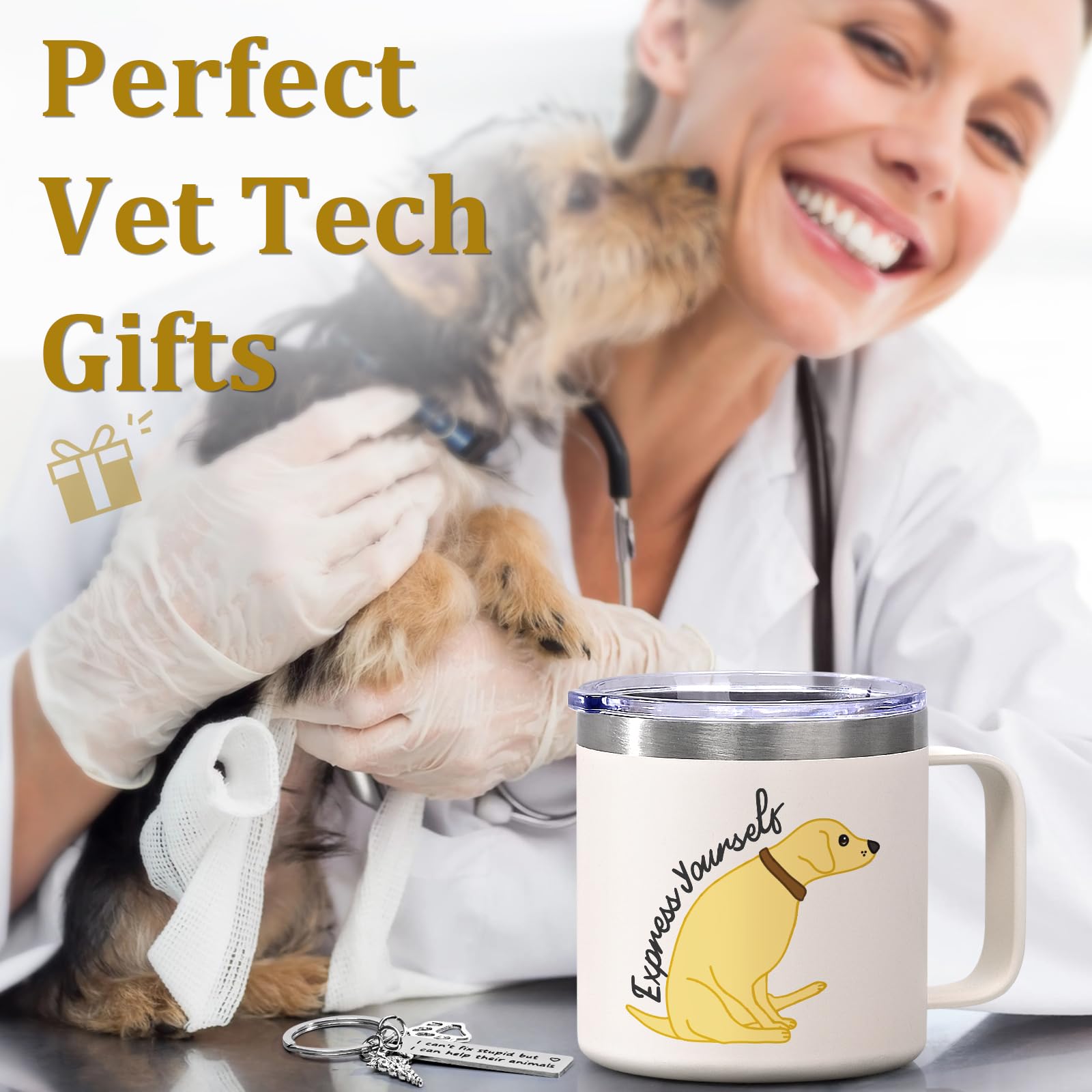 Conjunto regalo Lifecapido: llavero y taza para el profesional veterinario.