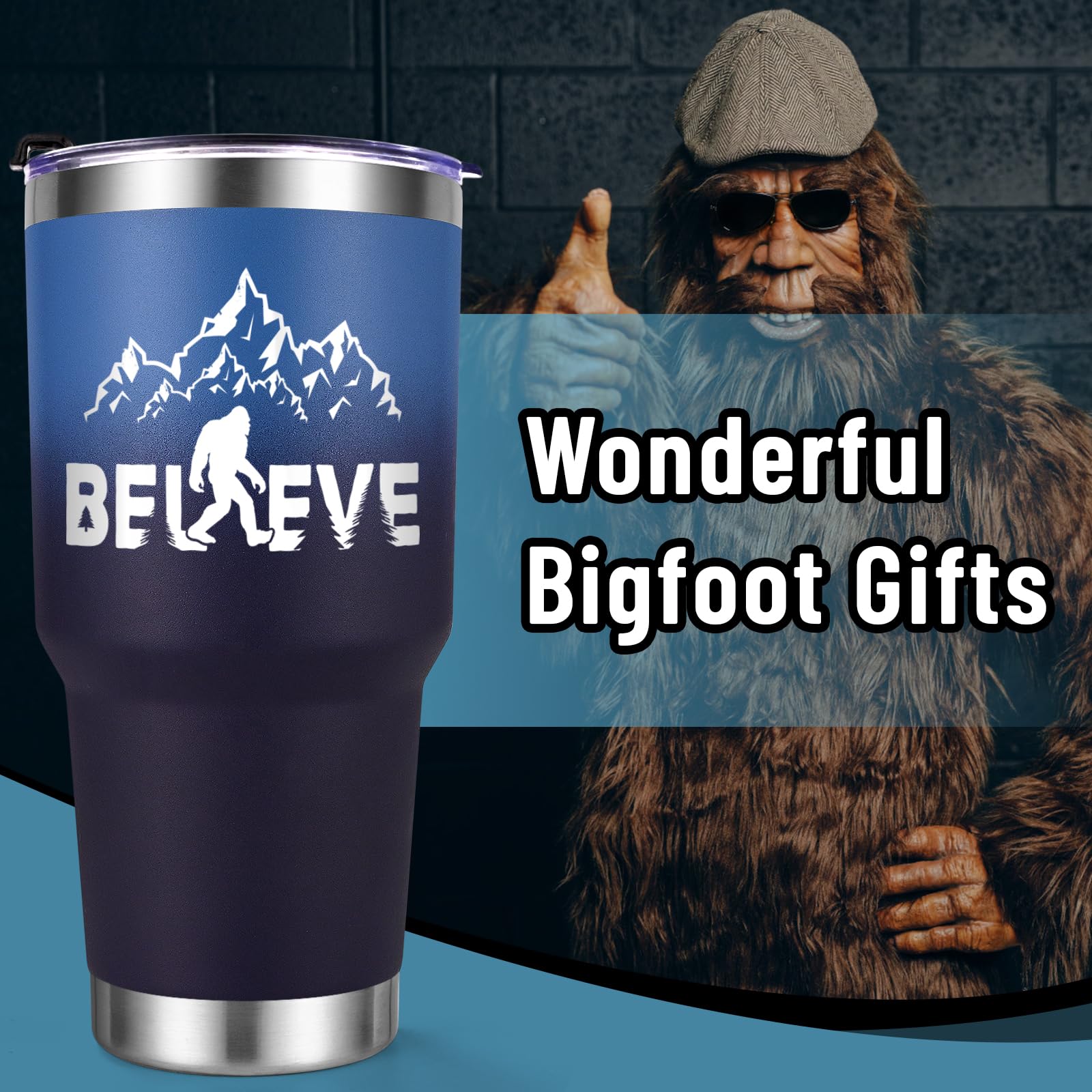 Lifecapido Sasquatch Tumbler 30oz con tapa doble, cierre hermético.