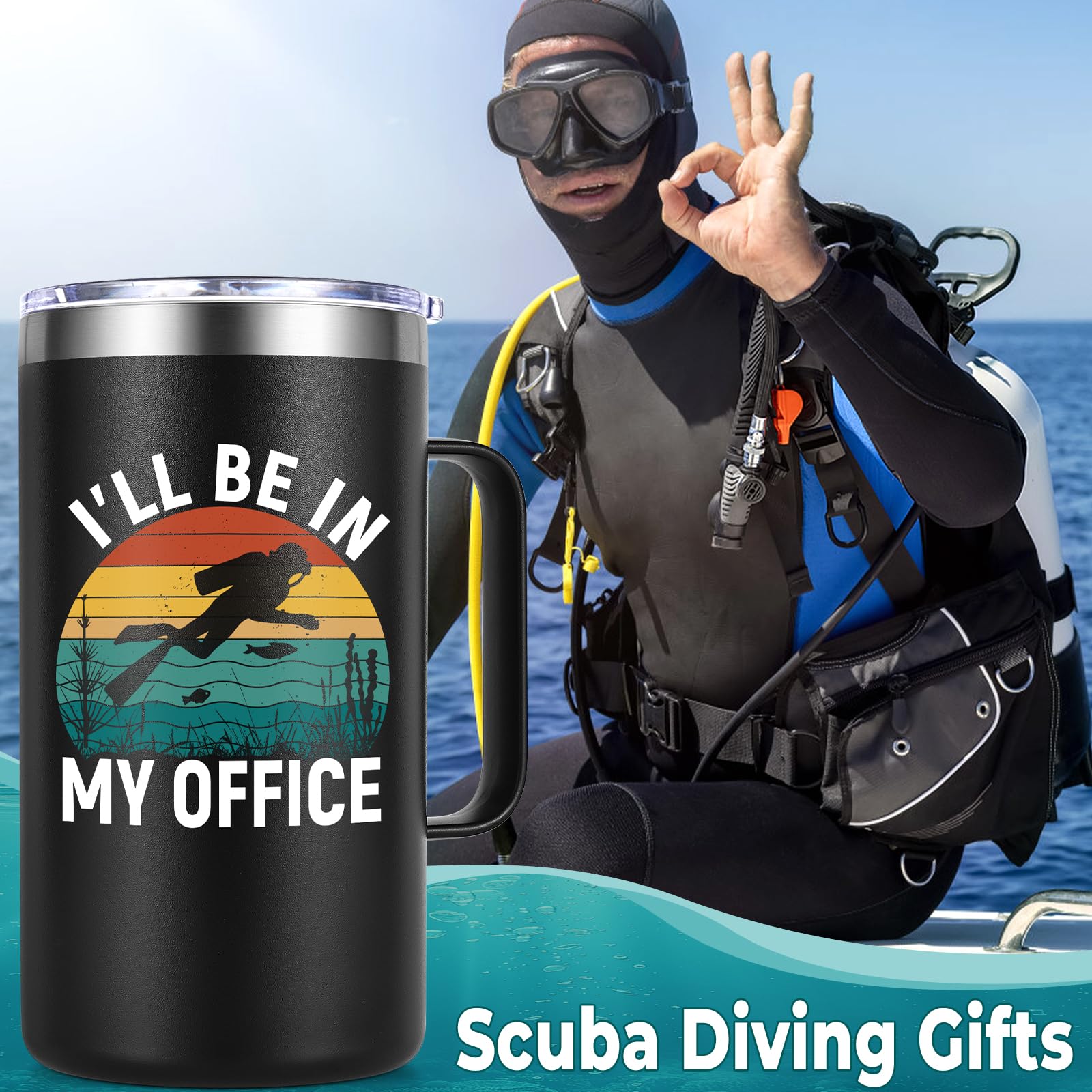 Lifecapido Tapa para taza buceo 20oz con cierre seguro para transportar.