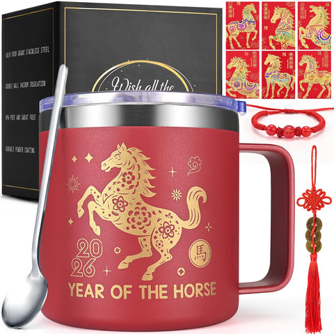 Lifecapido taza de 14oz con cuchara, ideal para café diario y bebidas.