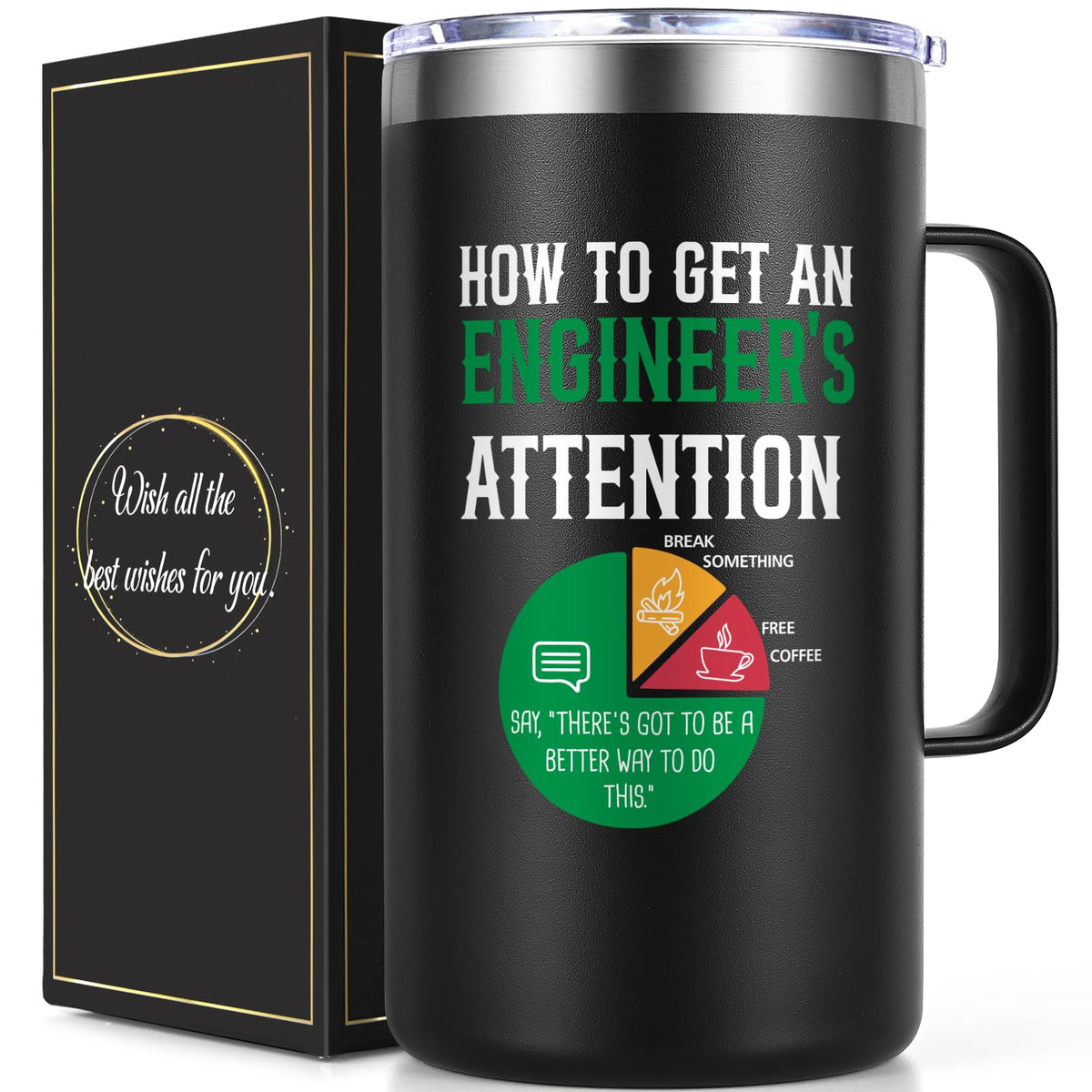 Lifecapido taza 20oz aislada para ingenieros, mantiene bebidas a temperatura ideal.