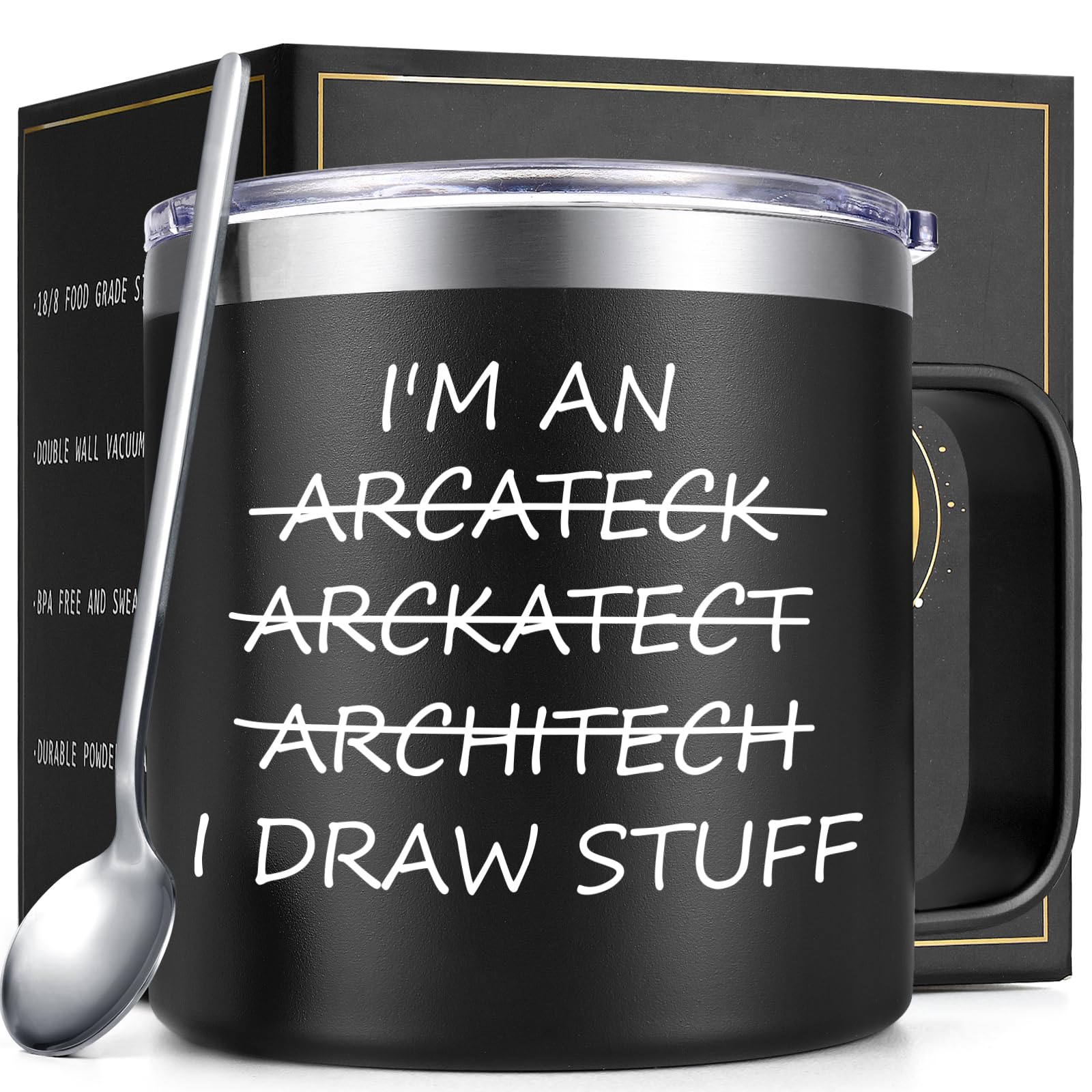 Taza Lifecapido aislada 14oz para arquitectos, mantiene caliente o fría por más tiempo.