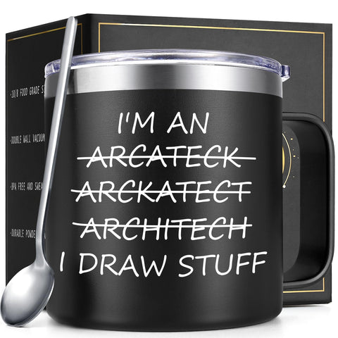 Taza Lifecapido aislada 14oz para arquitectos, mantiene caliente o fría por más tiempo.