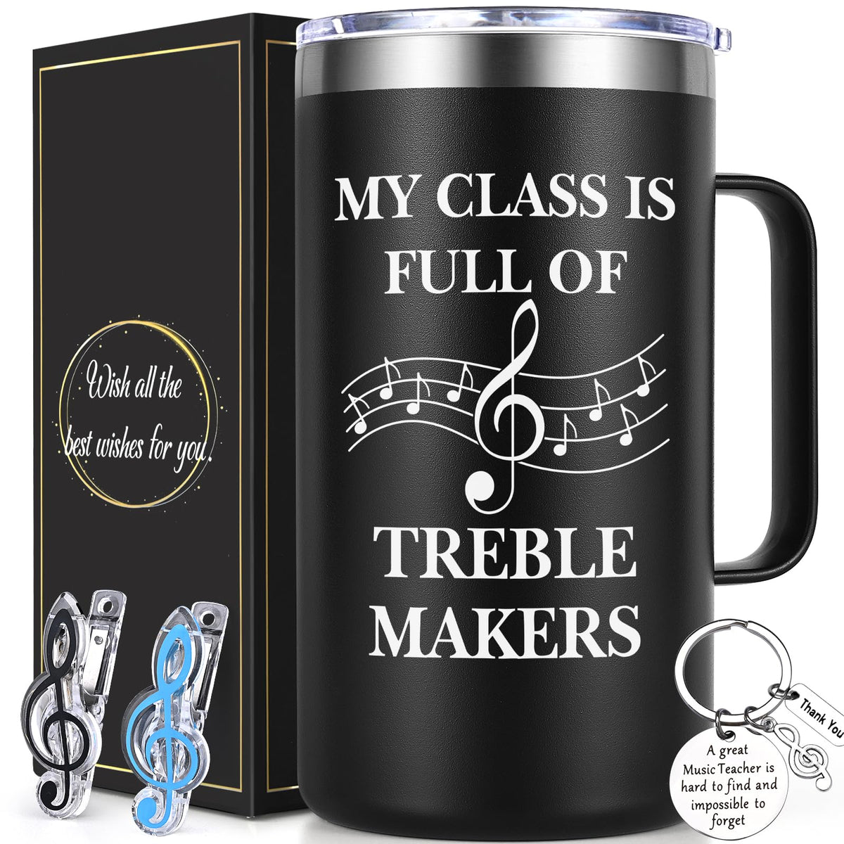 Taza Lifecapido 20oz con nota musical, ideal para empezar el día con ritmo.
