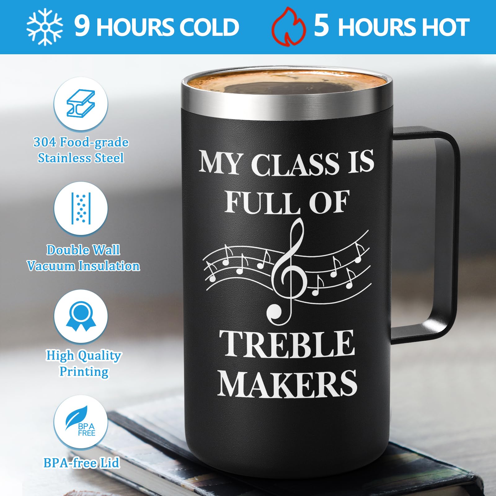 Taza Lifecapido de acero inoxidable 304, duradera y sabor neutro.