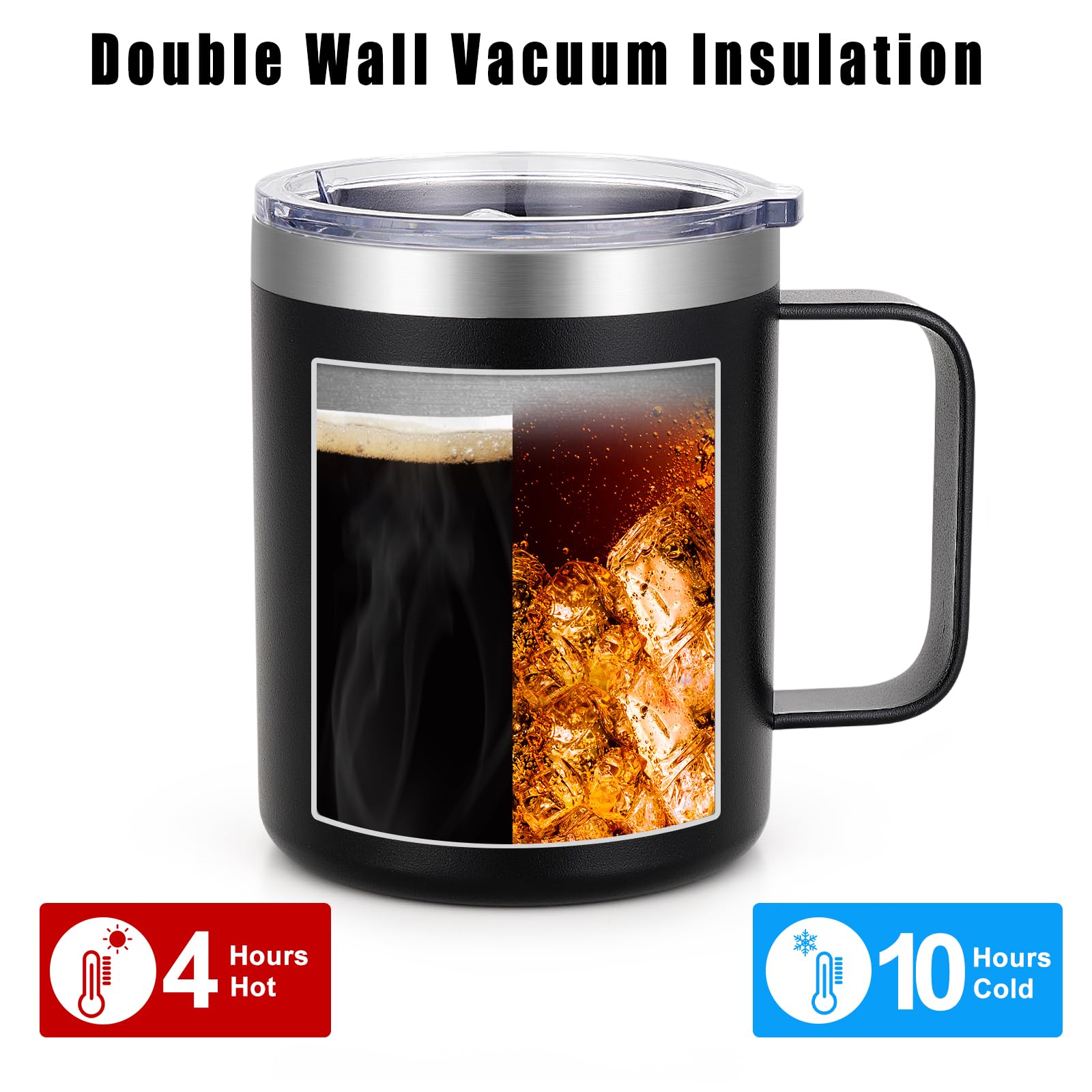 Lifecapido taza café, aislamiento doble pared, mantiene bebidas calientes o frías por más tiempo.