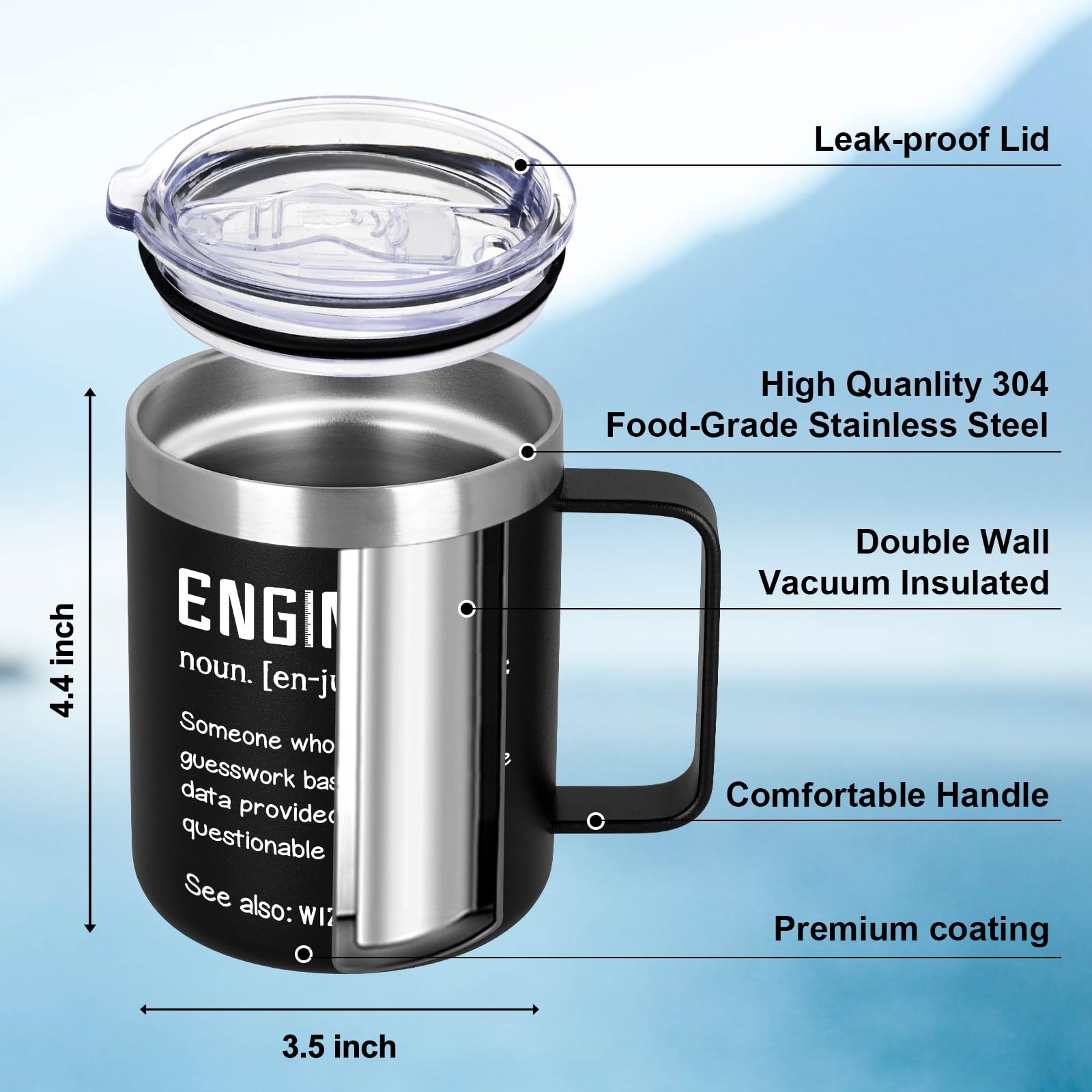 Lifecapido: taza ergonómica de mango para ingeniero, uso diario