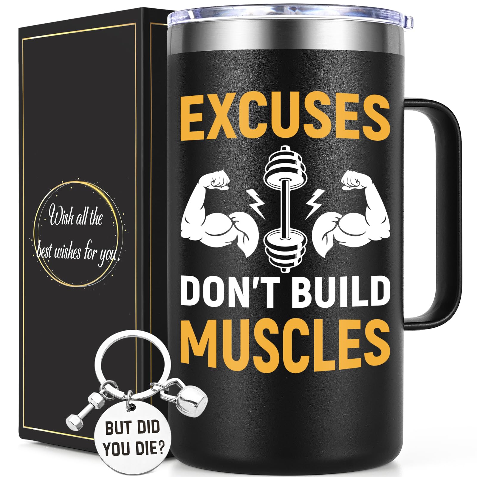 Lifecapido Taza Gimnasio 20oz con llavero, regalo práctico para entrenamiento