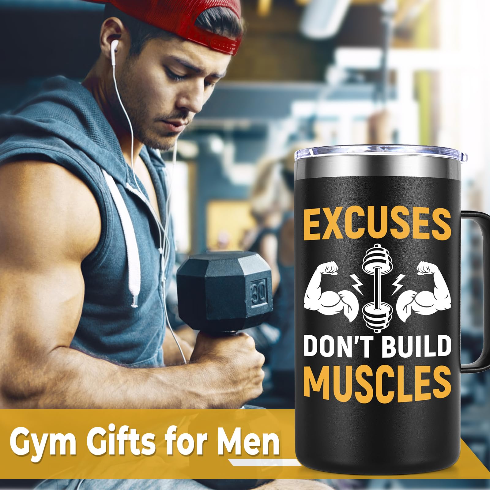 Lifecapido Taza Gimnasio 20oz con tapas incluidas para mantener bebidas listas
