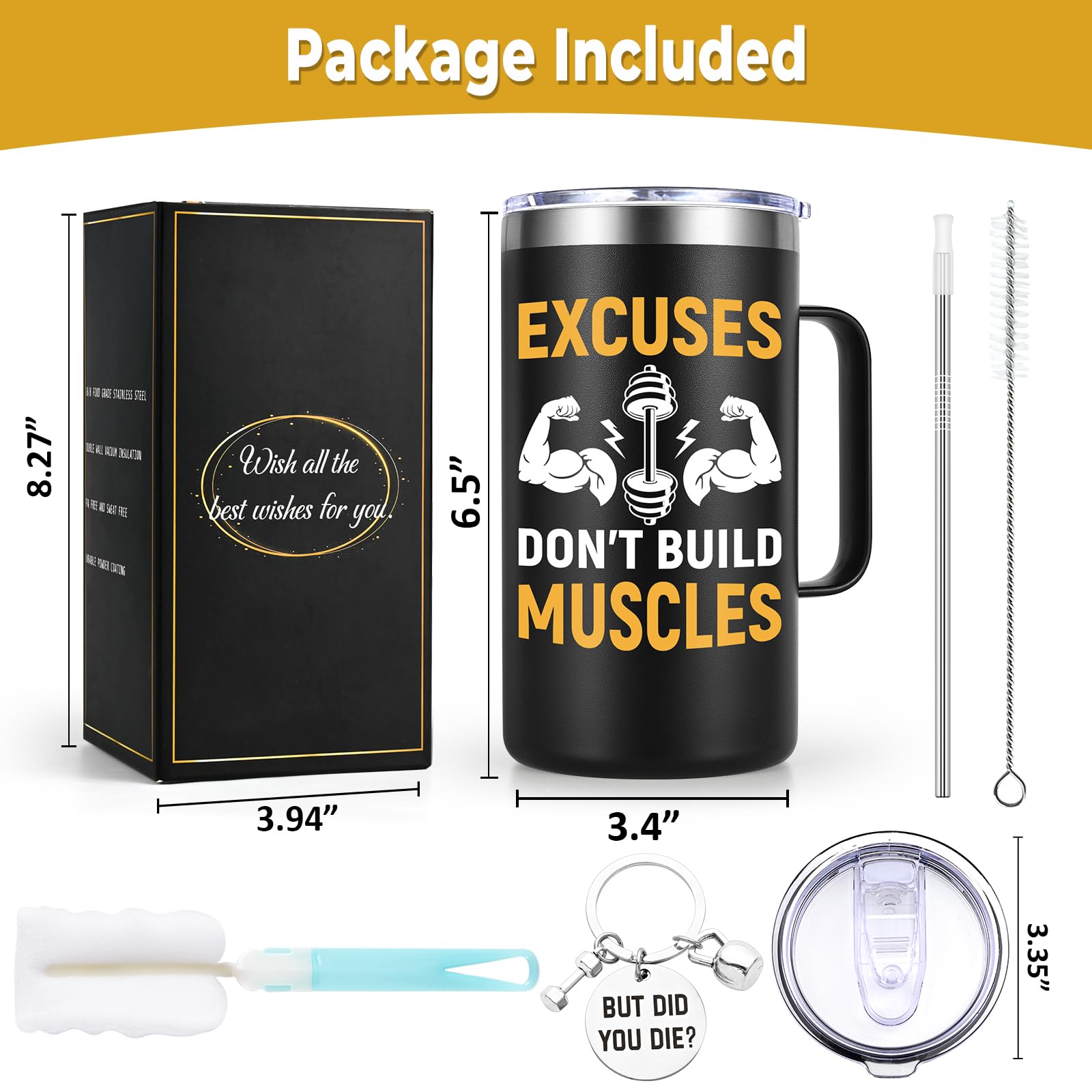 Lifecapido Taza Gimnasio 20oz para uso diario y actividades al aire libre