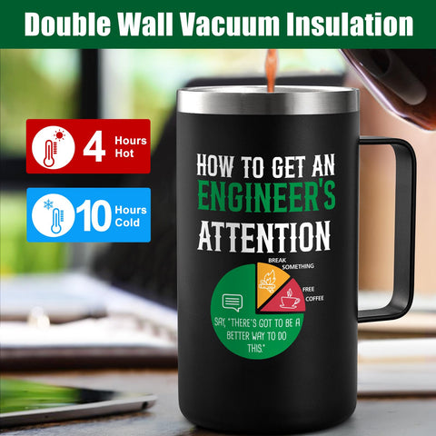 Lifecapido taza para ingenieros de acero 304 resistente.