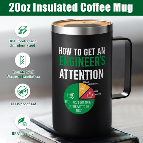 Lifecapido taza para ingenieros con doble pared para mejor aislamiento.