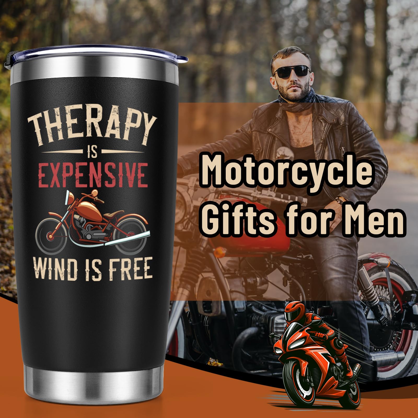 Lifecapido taza termo 20oz diseño carrera ideal para entusiastas de motos
