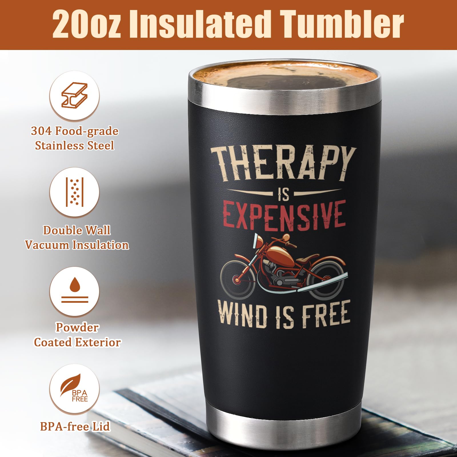 Lifecapido vaso termo 20oz con doble aislamiento para bebidas calientes o frías