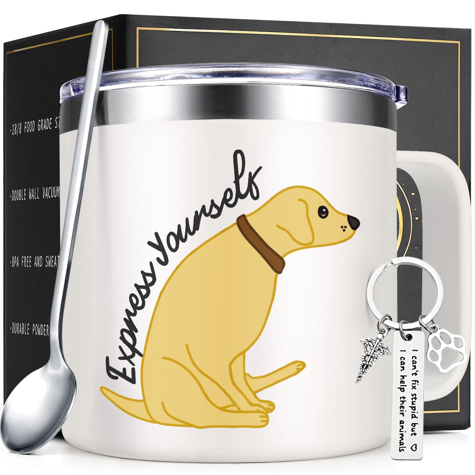 Taza termo Lifecapido Veterinario 14oz para café caliente todo el día.