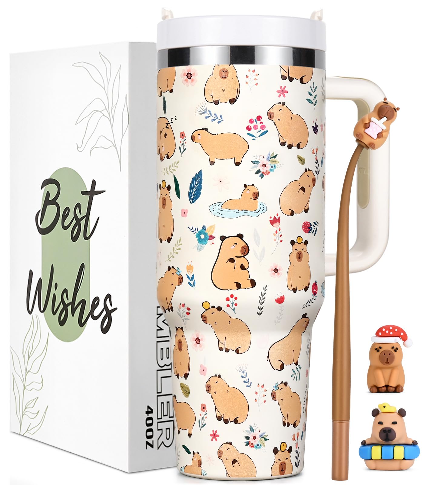 Lifecapido vaso aislado capibara 40 onzas para mantener bebidas a temperatura.