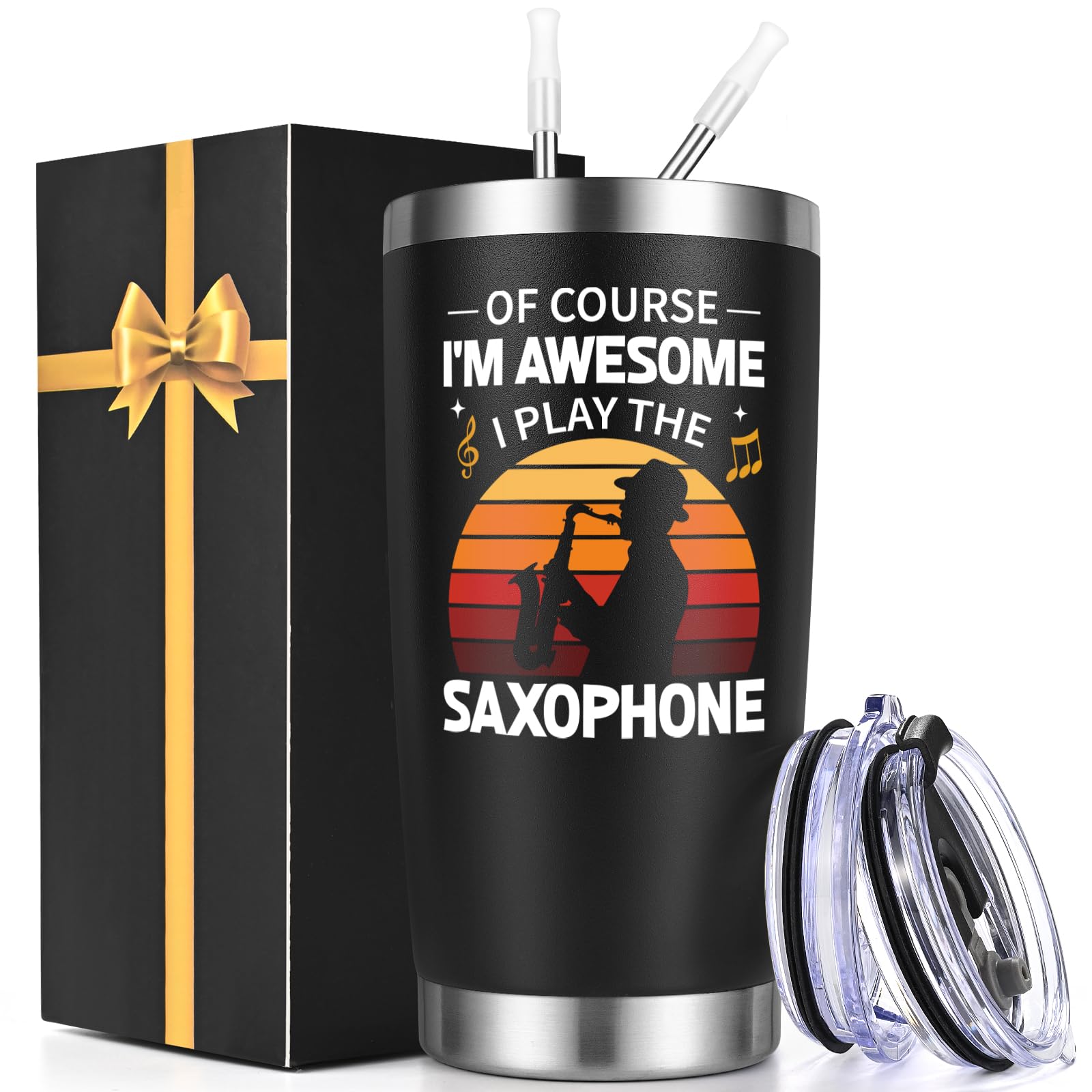 Lifecapido vaso termico saxofonista: mantiene bebida a temperatura ideal.