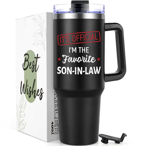 Vaso Lifecapido Yerno Favorito, vista frontal, perfecto como regalo de cumpleaños.