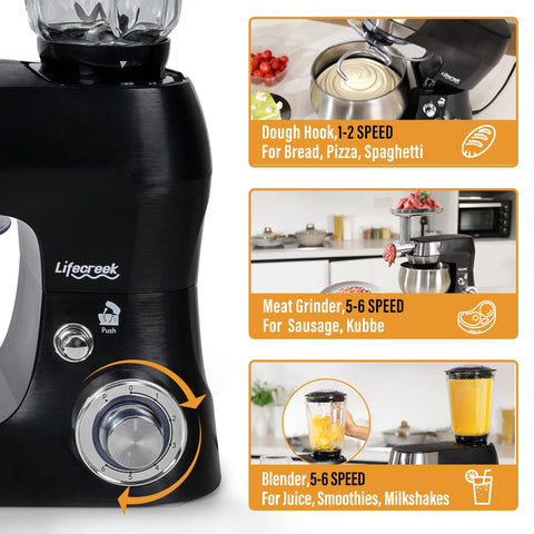 LIFECREEK seis-en-1, exprimidor-licuadora para frutas y verduras.