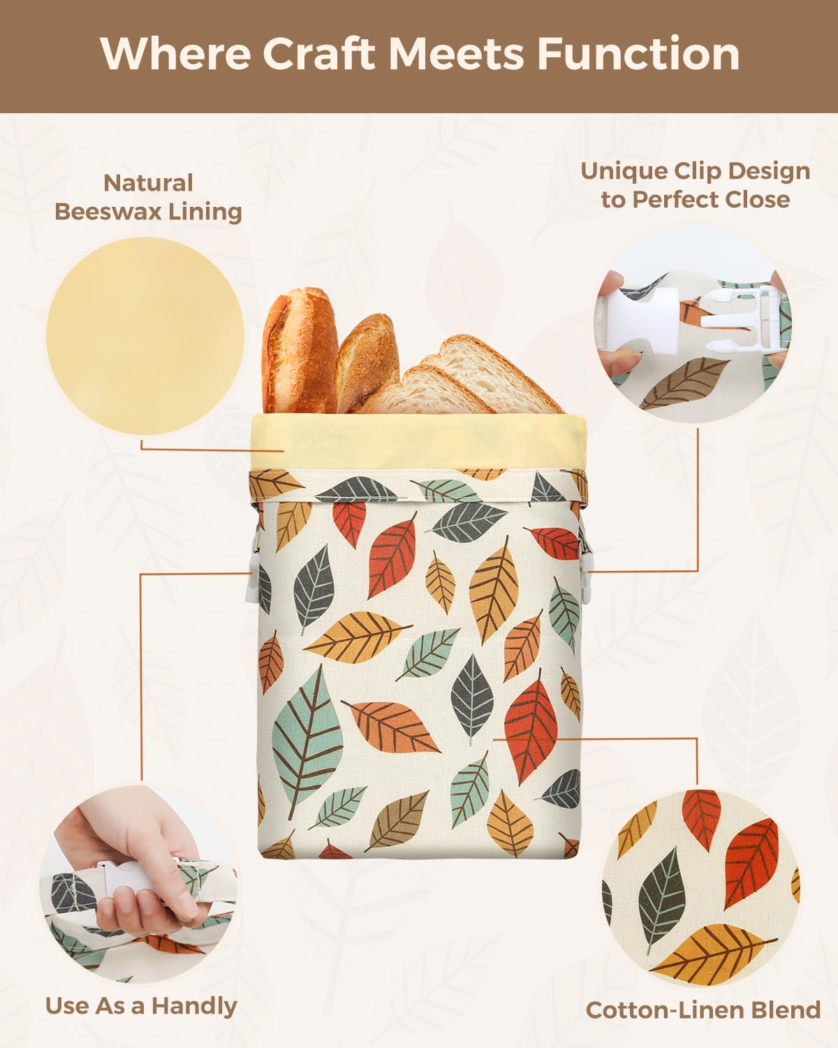 LIFEGOO bolsa pan cera abeja facilita limpieza rápida.