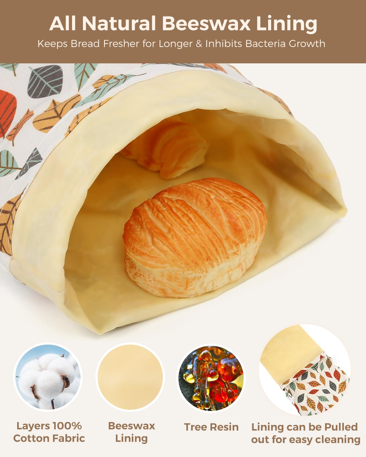 LIFEGOO bolsa reutilizable de cera de abeja para masa madre.