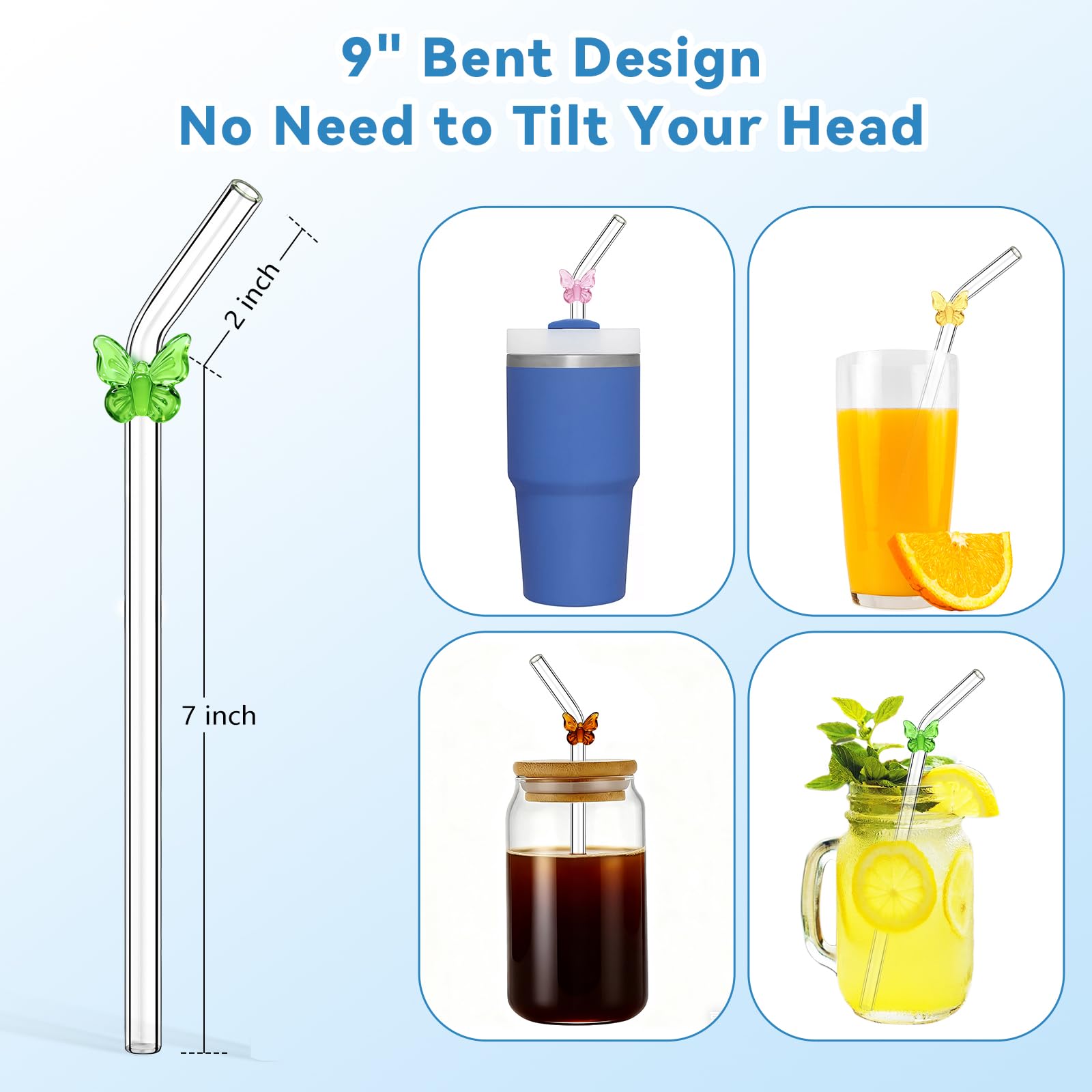 LIFEHIM pajillas de vidrio para cócteles, perfecto para vasos altos