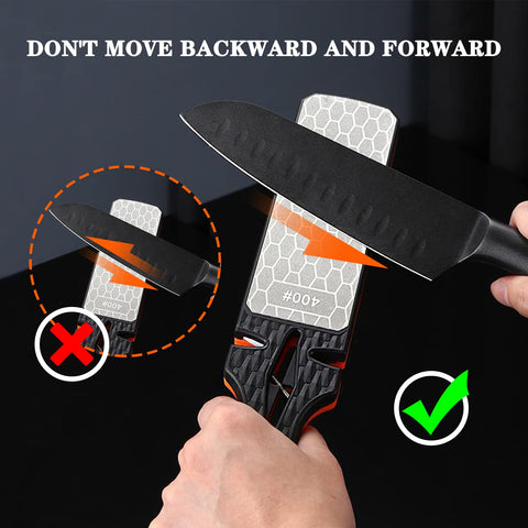 Lifeholic lado tungsteno, afina hojas de cuchillo manteniendo su forma V.
