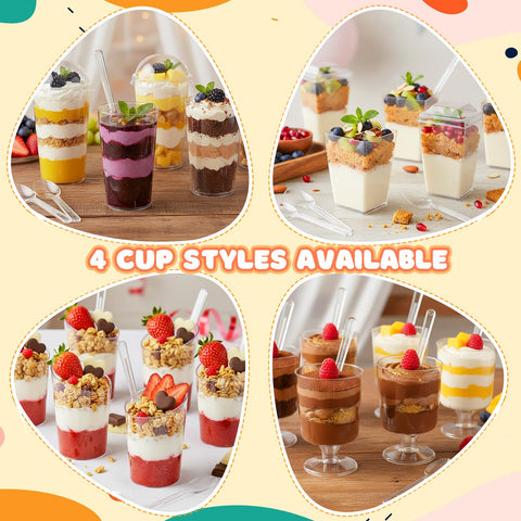Vasos LifeIdeas de 3 onzas biseladas con tapas, ideal para postres sofisticados