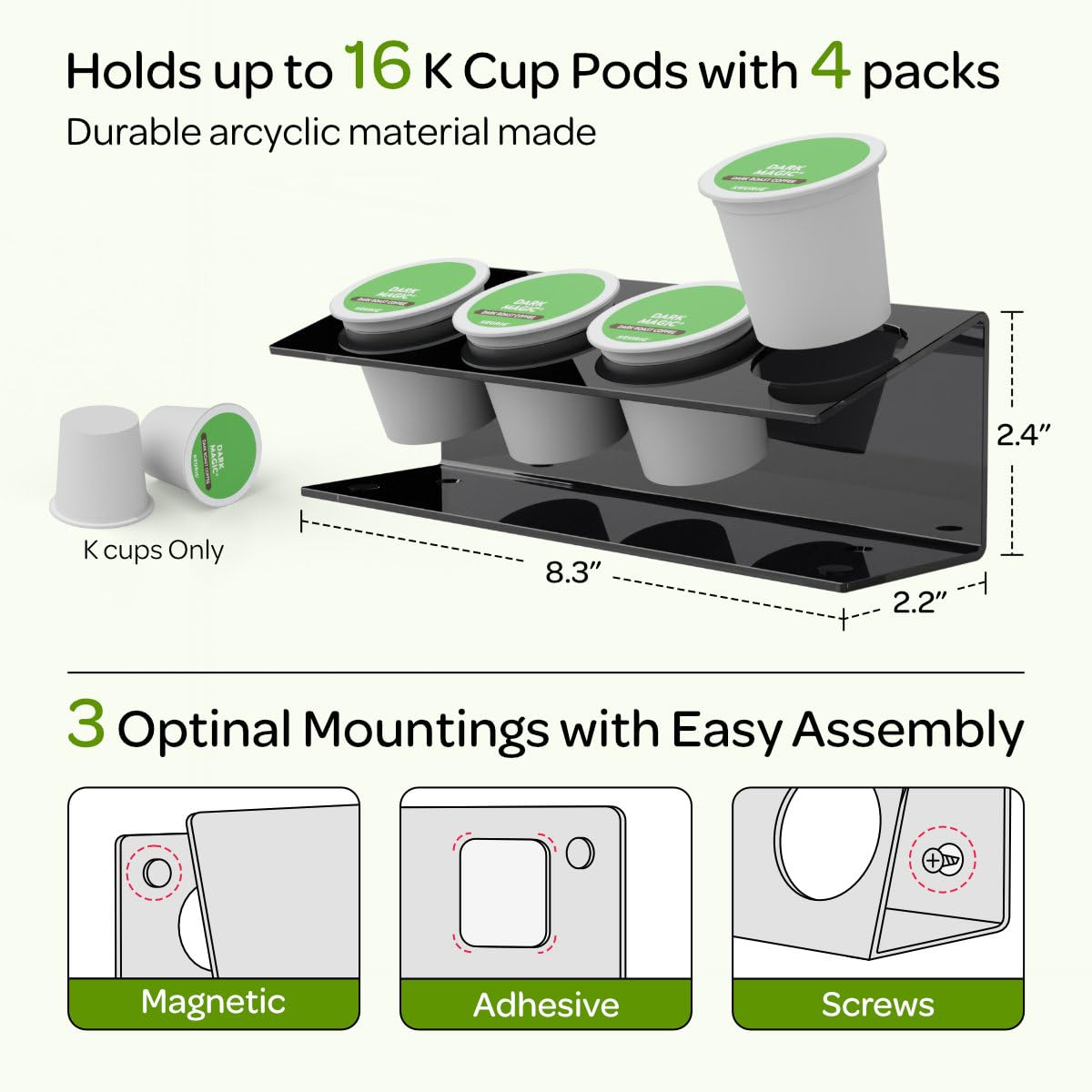 LifeMoreasy organizador-kcups 4-unidades: guarda 16 cápsulas ordenadas y listas para usar.