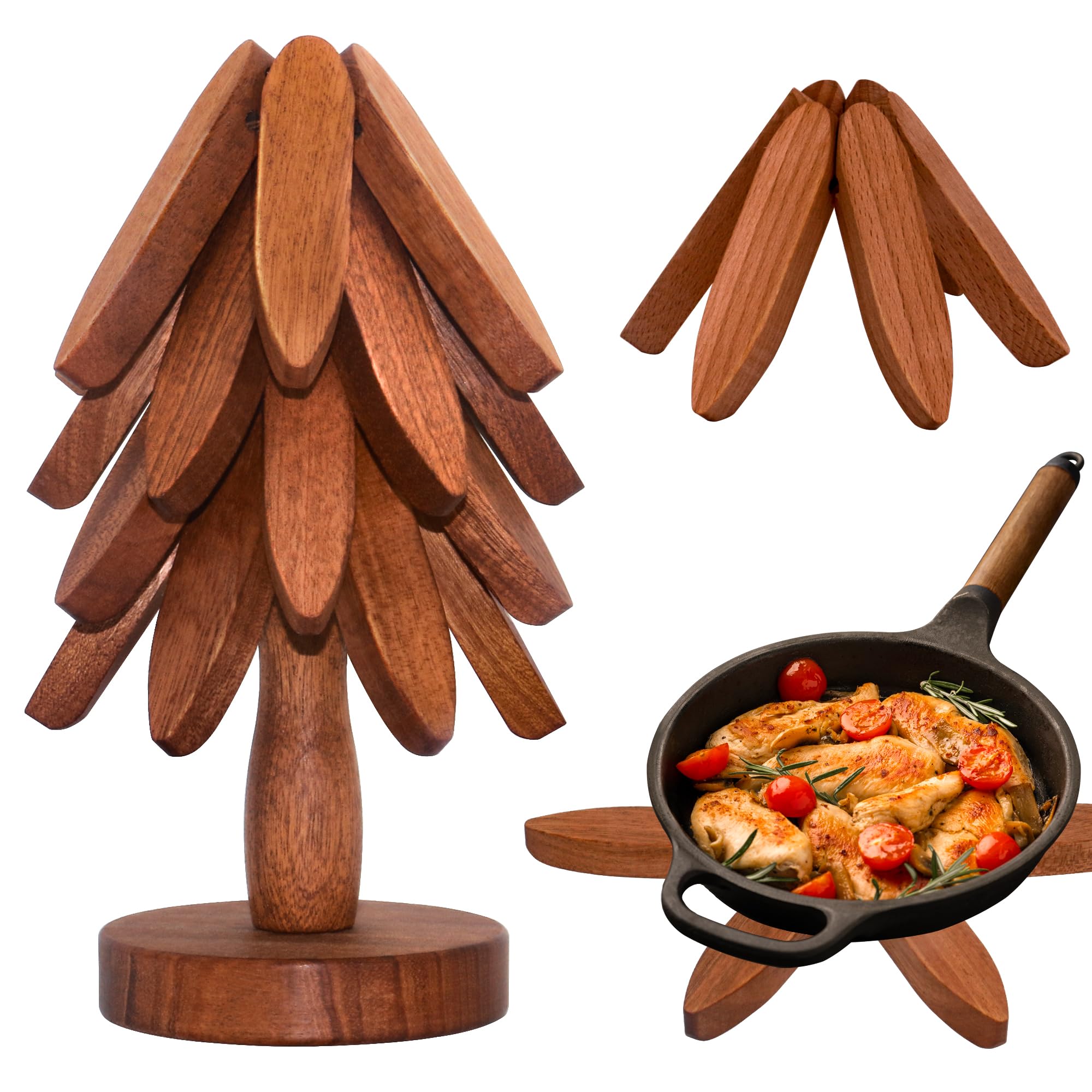 LIFETOWE posavasos en forma de árbol de madera: set de 4 piezas para proteger superficies