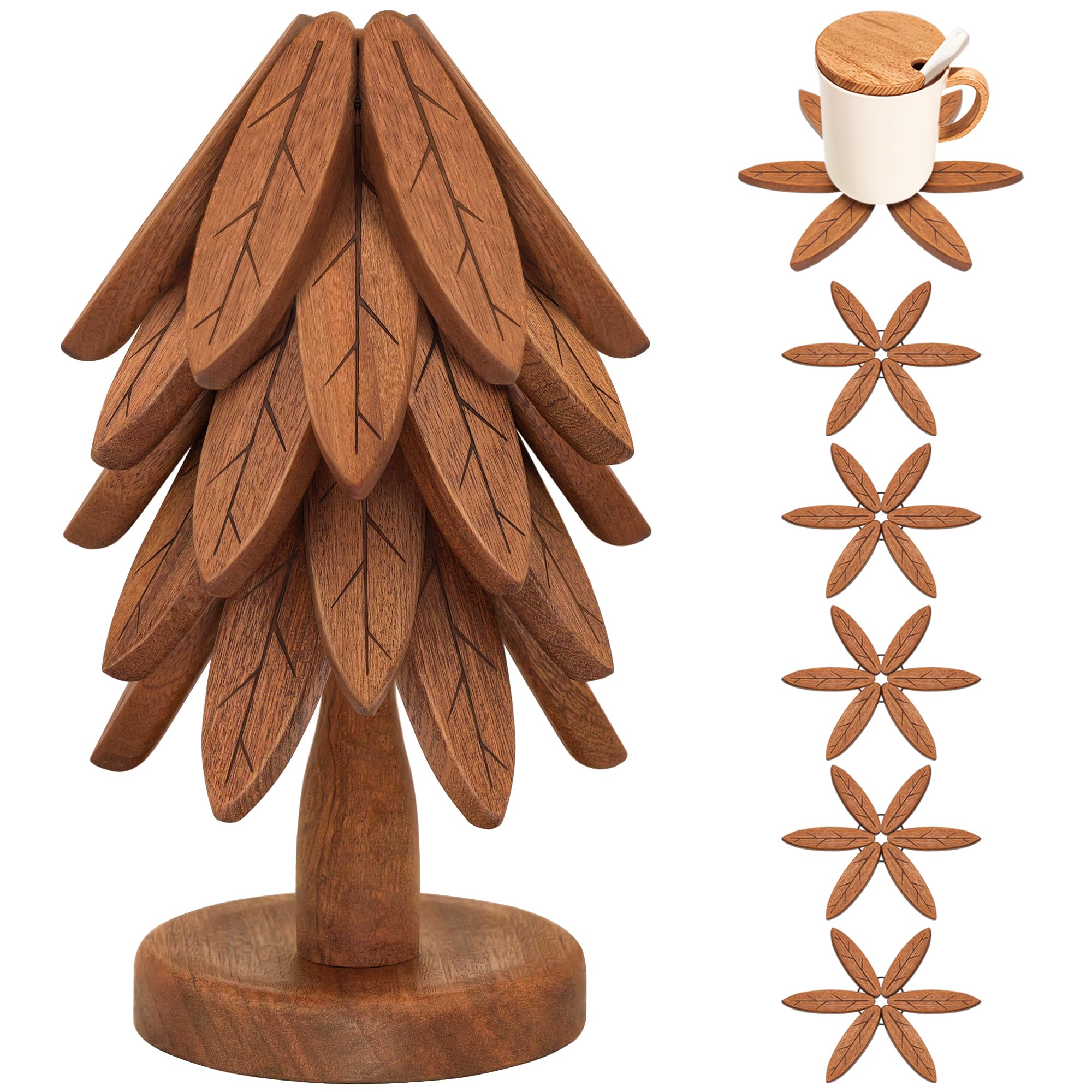 LIFETOWE Trivet Arbol Madera Set protege superficies y añade calidez natural.