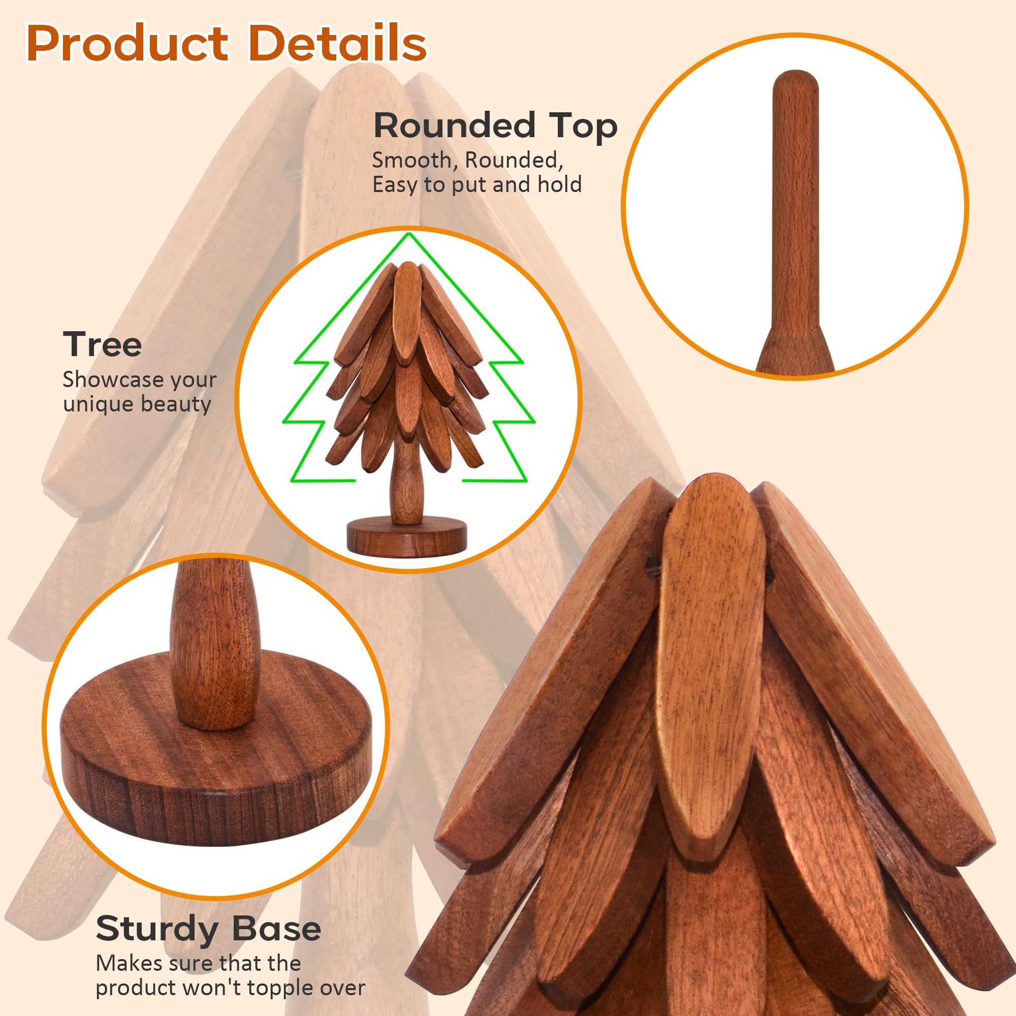 LIFETOWE posavasos árbol madera con soporte incluido para organización