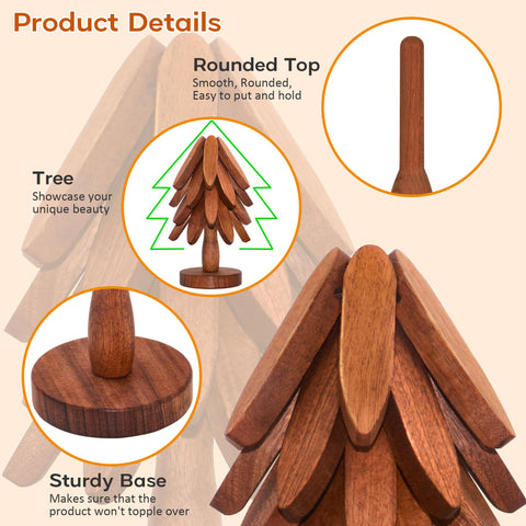 LIFETOWE posavasos árbol madera con soporte incluido para organización