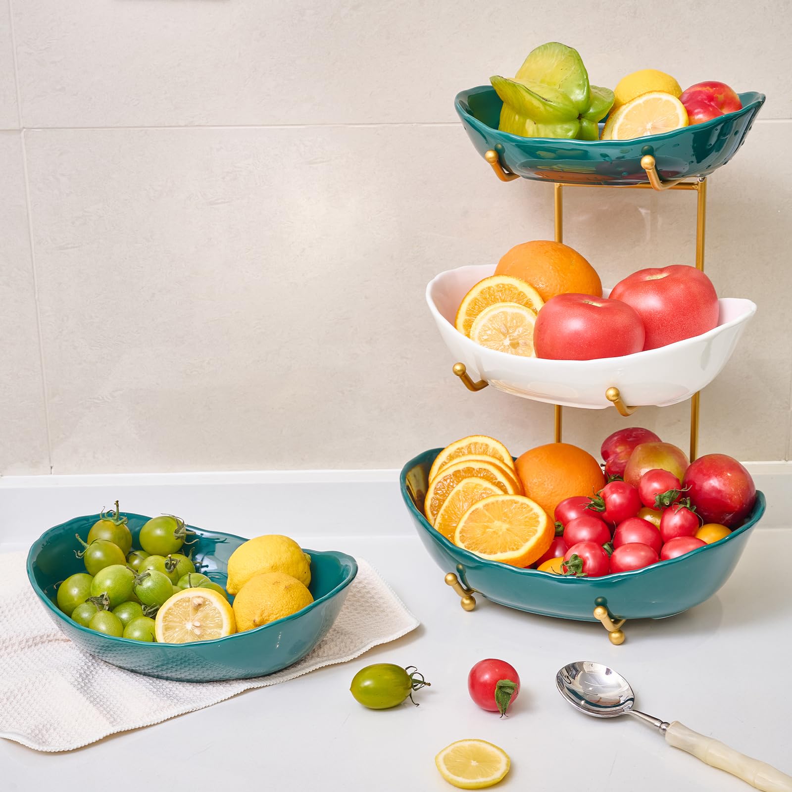Bandeja cerámica Lifevc para frutas y verduras, fácil de limpiar.