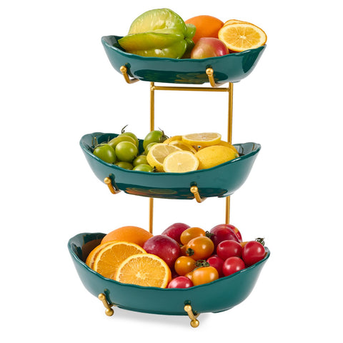 Lifevc bandeja 3 niveles dorada para encimera que ahorra espacio y organiza la fruta.