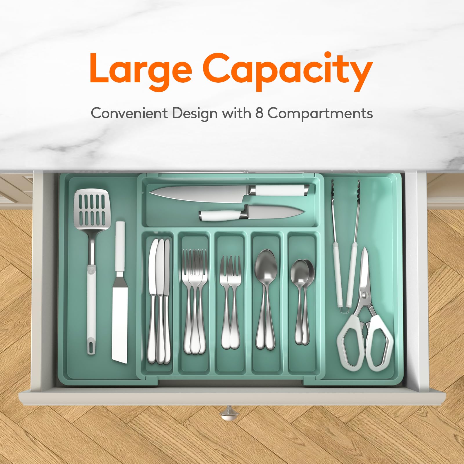 Lifewit ajustable para cajón de cubiertos, ahorra espacio en la cocina.