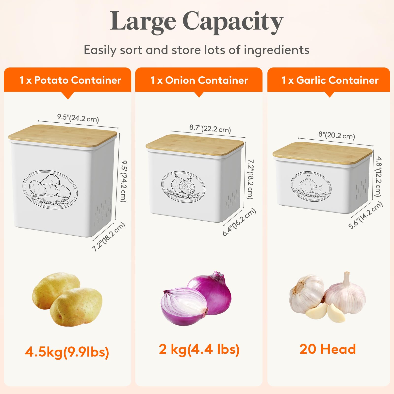 Lifewit almacenamiento de cebollas apilable para cocina ordenada y de fácil acceso.