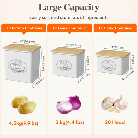 Lifewit almacenamiento de cebollas apilable para cocina ordenada y de fácil acceso.