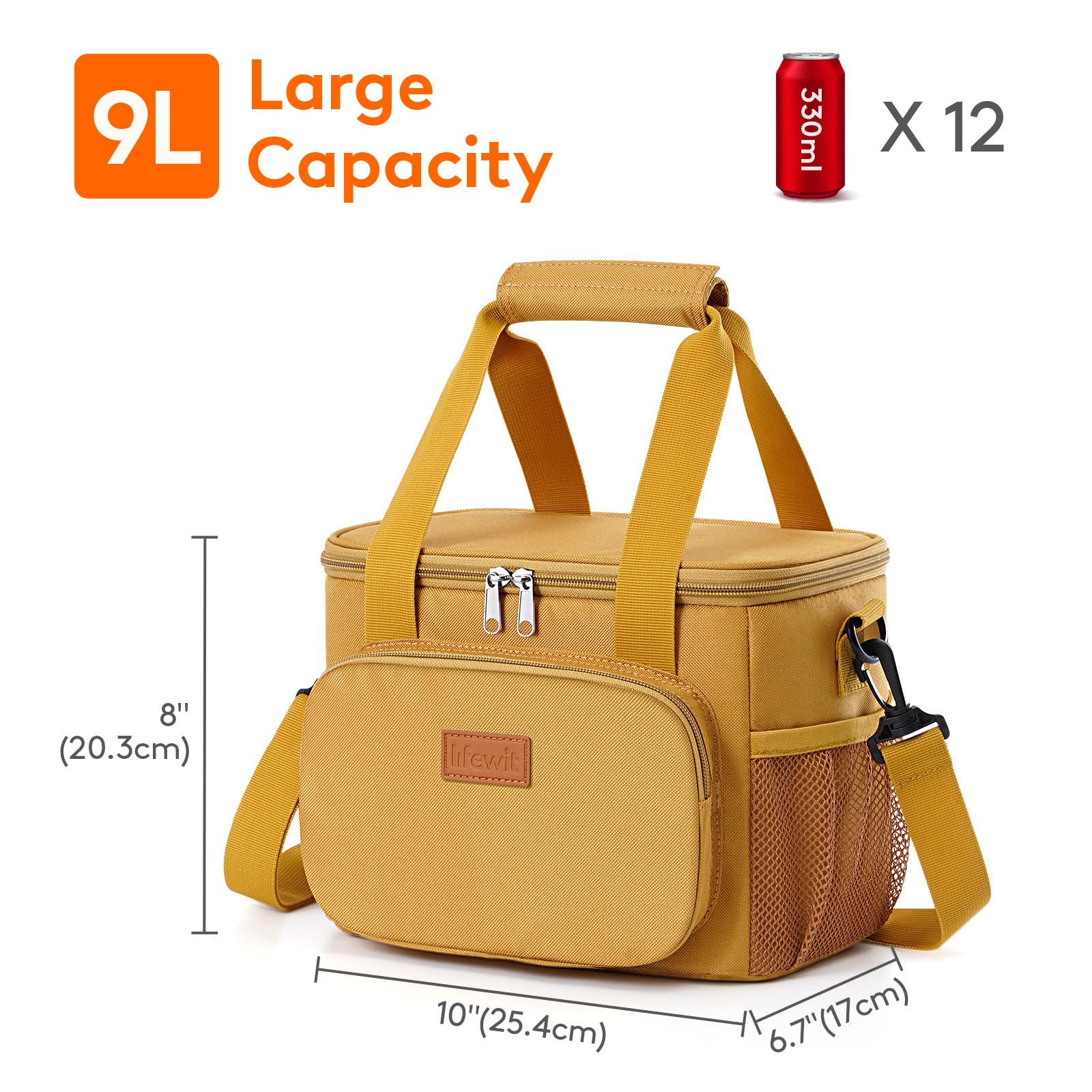 Lifewit apertura doble, bolsa de almuerzo fácil de usar y cargar.