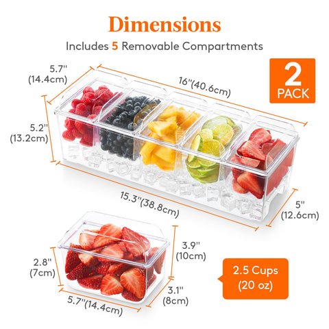 Bandeja fría Lifewit 16x5 con cinco compartimentos para frío.