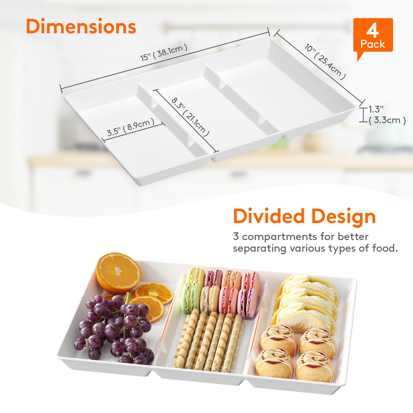 Bandejas Lifewit blancas reutilizables para frutas y postres con estilo.