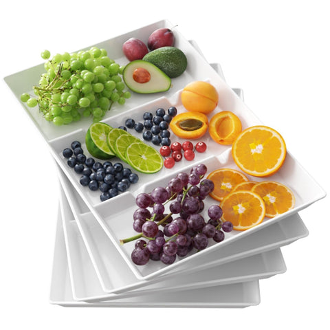 Bandejas Lifewit divididas para servir, ideales para aperitivos en reuniones.